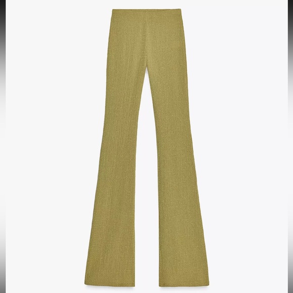 Green zara Women's Flared knit Pants - Picture 1 of 3